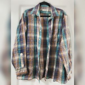 Pierre Cardin Large Long Sleeve Plaid Button-up